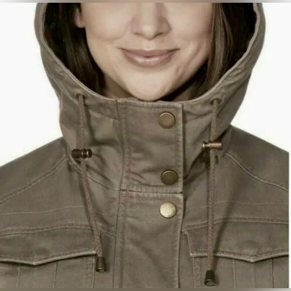 Lucky Brand Women’s Military Field Jacket Hood Full Zip Olive Green Size XS - Picture 2 of 14